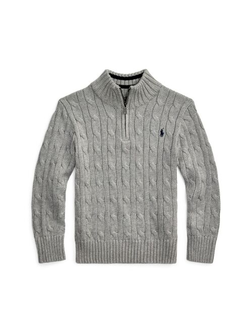 POLO RALPH LAUREN Toddler and Little Boys Cable-Knit Cotton Quarter-Zip Sweater