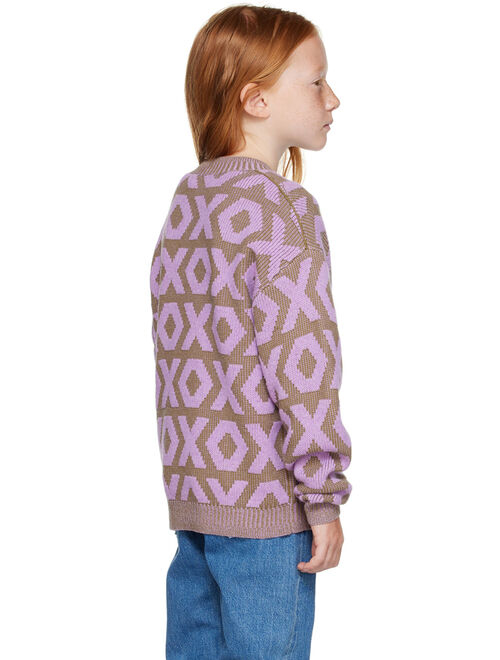 ACNE STUDIOS Kids Khaki & Purple 'XO' Sweater