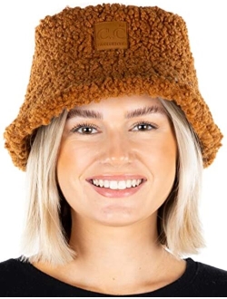 Funky Junque Womens Bucket Hat Fuzzy Faux Fur Sherpa Winter Teddy Fisherman