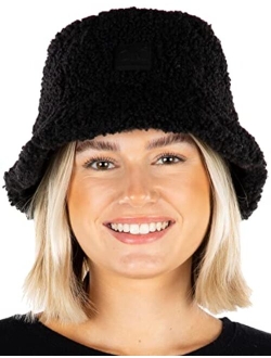 Funky Junque Womens Bucket Hat Fuzzy Faux Fur Sherpa Winter Teddy Fisherman