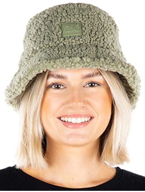 Funky Junque Womens Bucket Hat Fuzzy Faux Fur Sherpa Winter Teddy Fisherman