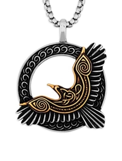 HAQUIL Raven Necklace, Celtic Flying Raven Totem Pendant, Raven Jewelry Gift for Men and Women