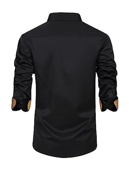 Lion Nardo Dress Shirts for Men Designer Casual Button Down Shirts Long Sleeve Mens Dress Shirts Party Shirts Club Shirt