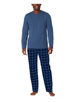 Men's Cozy Lodge 2-Pc. Solid French Terry Sweatshirt & Plaid Pajama Pants Set