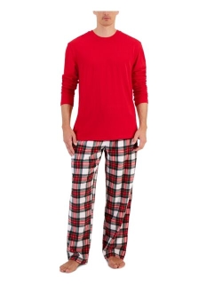 Men's Plaid Fleece Pajama Top & Pants Set, Created for Macy's