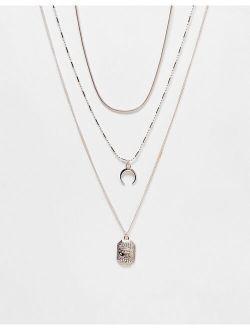 crescent horn multirow necklace