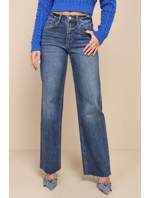 Vervet Freshly Chic Dark Wash High Rise Wide Leg Jeans