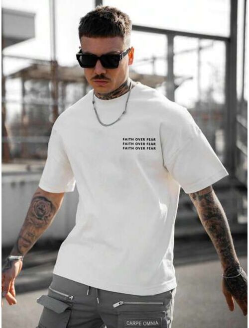 Men Slogan Crew Neck Half Sleeve Graphic Tee