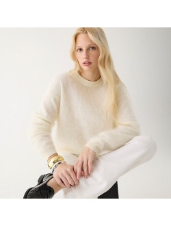 Brushed cashmere relaxed crewneck sweater in stripe