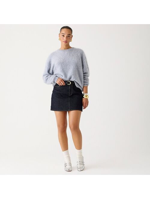 Brushed cashmere relaxed crewneck sweater in stripe