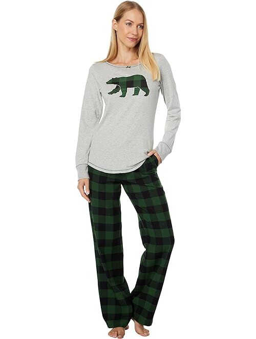 Little Blue House by Hatley Forest Green Plaid Bear Stretch Jersey Top