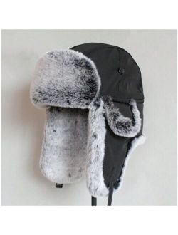 Shein 1 Piece Winter Warm Bomber Hat for Men Women Snow Cap Ushanka Trapper Hats with Earflaps for Outdoor Hunting Skiing