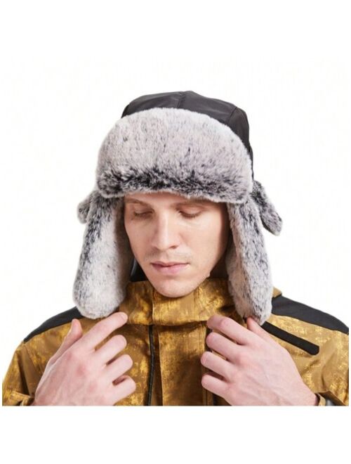 Shein 1 Piece Winter Warm Bomber Hat for Men Women Snow Cap Ushanka Trapper Hats with Earflaps for Outdoor Hunting Skiing