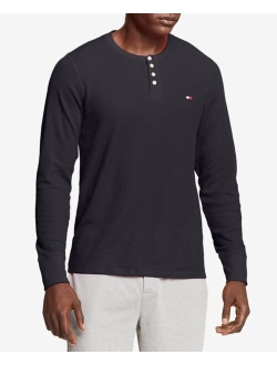 Men's Waffle-Knit Long-Sleeve Henley Top