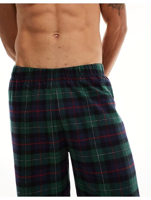 ASOS DESIGN lounge pajama bottoms in green check