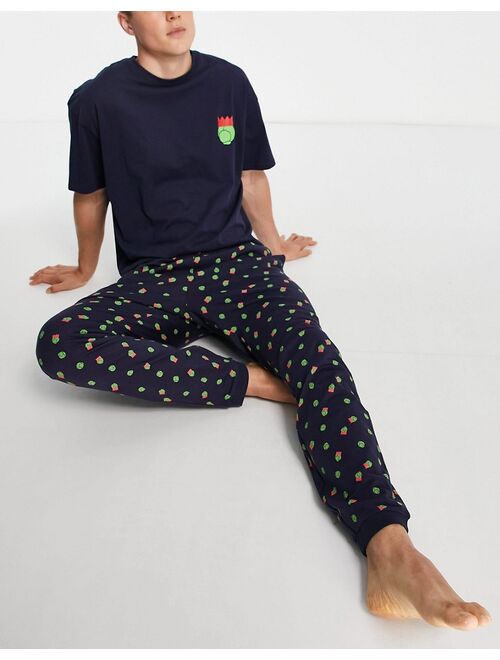 Threadbare christmas sprouts pajama set in navy