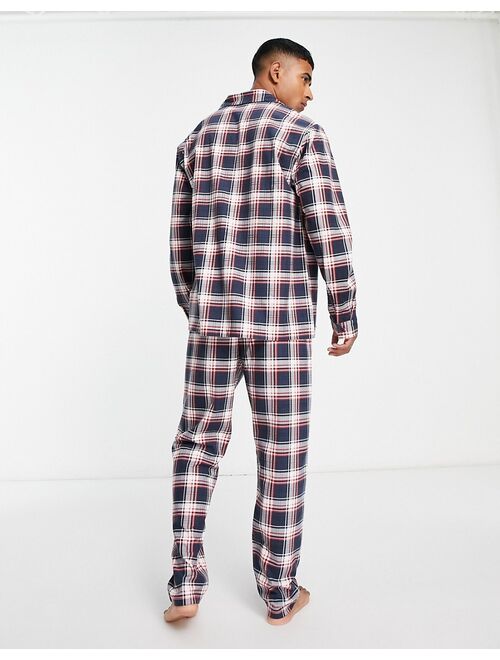 Threadbare coast woven pajama set in red and navy plaid