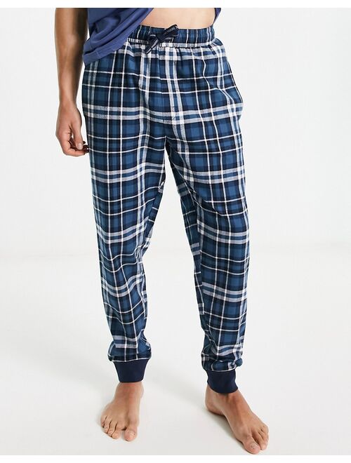 Threadbare oversize cave sleepwear set in denim blue plaid