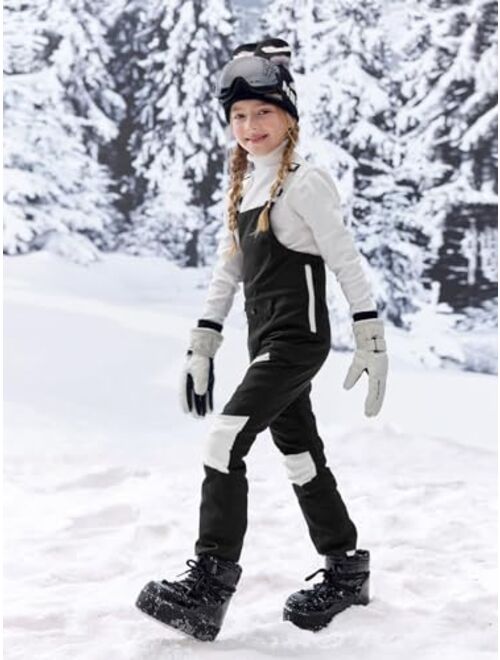 Haloumoning Kids Girls Winter Essential Insulated Snow Bibs Waterproof Warm Ski Pants Overalls