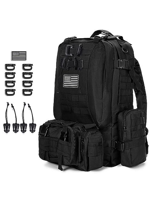 CALUOMATT Large Military Tactical Backpack for Men, 50-60L Military Backpack for Men and Women, Bug out Bag Army 3 Days Assault Pack Bag Rucksack with Molle System