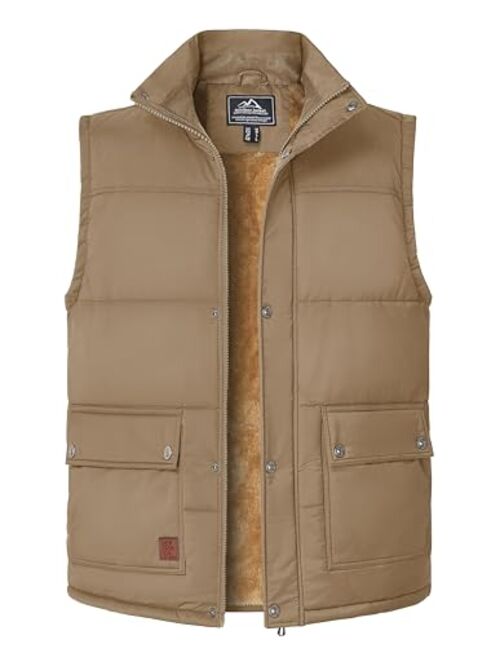 MAGCOMSEN Men's Winter Vest Outerwear Fleece Lined Outdoor Vest Warm Sleeveless Jacket