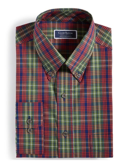 CLUB ROOM Men's Regular-Fit Large Plaid Dress Shirt, Created for Macy's