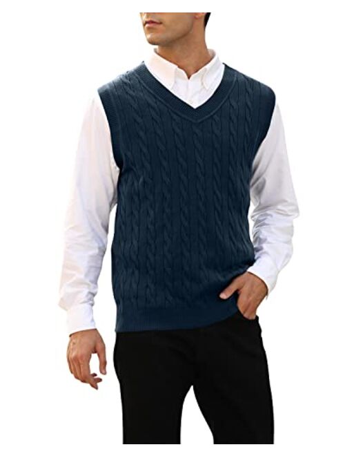 MNCEGEER Mens Knitwear Vest Sleeveless Casual V Neck Slim Fit Pullover Knitted Sweater