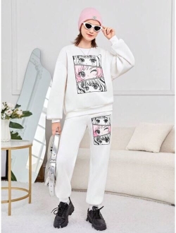 Teen Girls Figure Graphic Pullover & Sweatpants