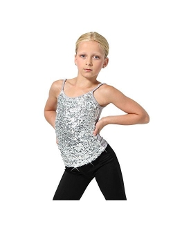 Alexandra Collection girls Sparkly Sequin Tank Top Camisole Adjustable Straps | Girls Tops