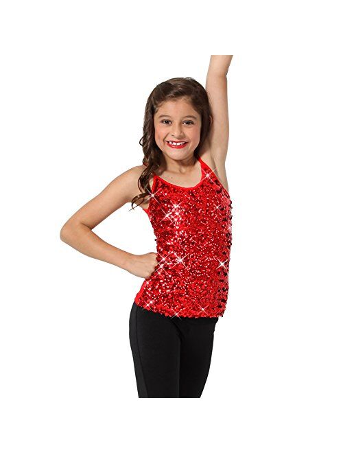 Alexandra Collection girls Sparkly Sequin Tank Top Camisole Adjustable Straps | Girls Tops