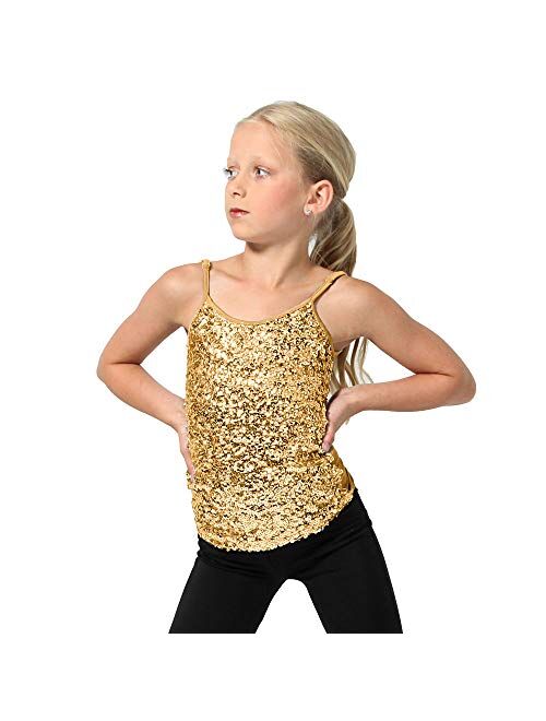 Alexandra Collection girls Sparkly Sequin Tank Top Camisole Adjustable Straps | Girls Tops