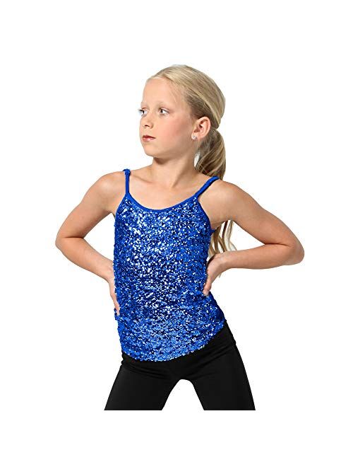 Alexandra Collection girls Sparkly Sequin Tank Top Camisole Adjustable Straps | Girls Tops