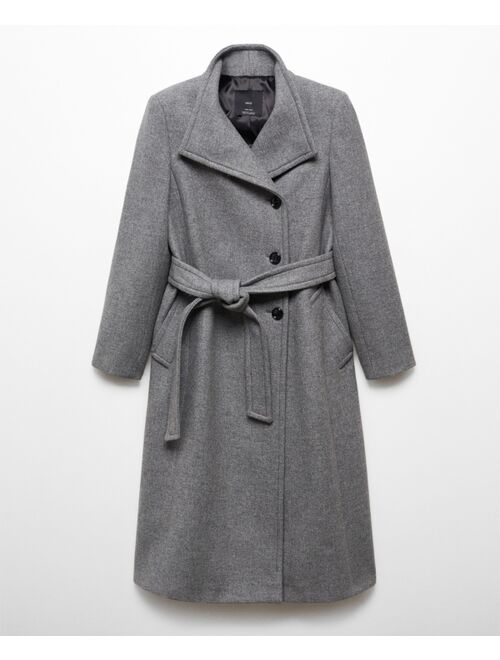 MANGO Women's Belted Woolen Coat