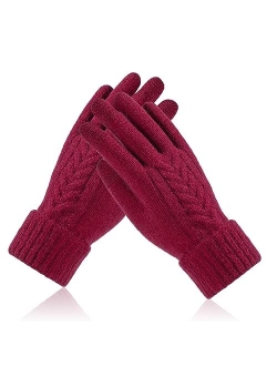 Winter Gloves for Women, Warm Touch Screen Texting Gloves, Womens Knit Glove Soft Thick Fleece Lined
