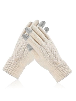 Winter Gloves for Women, Warm Touch Screen Texting Gloves, Womens Knit Glove Soft Thick Fleece Lined