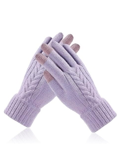 Winter Gloves for Women, Warm Touch Screen Texting Gloves, Womens Knit Glove Soft Thick Fleece Lined