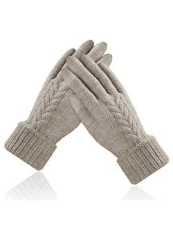 Winter Gloves for Women, Warm Touch Screen Texting Gloves, Womens Knit Glove Soft Thick Fleece Lined