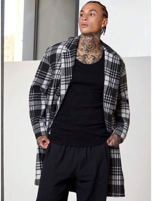 Shein Manfinity Hypemode Men Plaid Double Breasted Overcoat