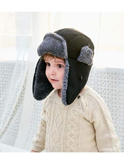 Home Prefer Toddler Boys Winter Hat Long Earflaps Warm Fleece Trapper Hat
