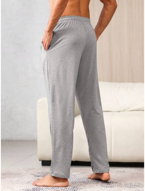 Men 2pcs Drawstring Waist Sleep Pants