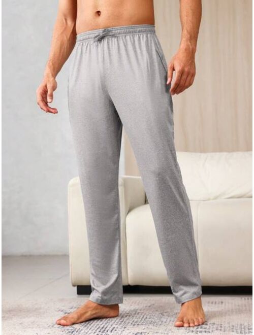 Men 2pcs Drawstring Waist Sleep Pants