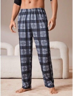 Men Plaid Print Slant Pocket Sleep Pants