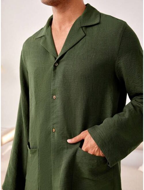 Men s Solid Color Patchwork Home Wear Suit