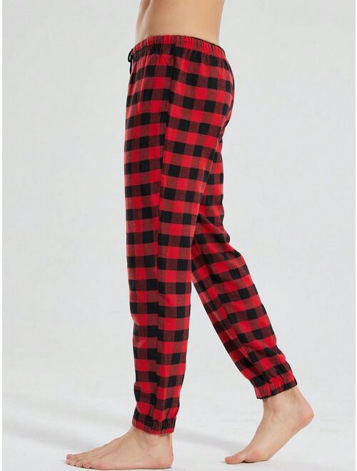 Men s Casual Plaid Home Wear Long Pants