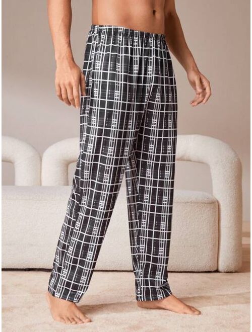 Men Plaid Print Sleep Pants