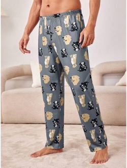 Men s Cartoon And Striped Print Home Wear Bottoms