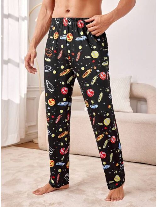 Men s Cartoon And Striped Print Home Wear Bottoms