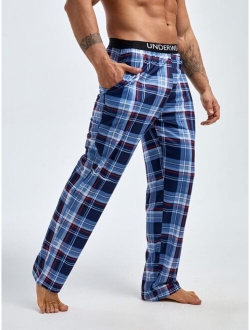 Men s Plaid Letter Print Waist Lounge Pants