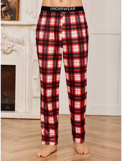 Men s Plaid Letter Print Waist Lounge Pants