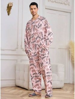 Men Letter Graphic Sleep Onepiece